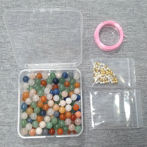 Presentski_diy---Mixed 8mm Beads (around 140 pcs) with Box Needles Strings Spacers