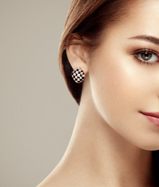 Presentski Checkerboard Fashion Stud Earrings