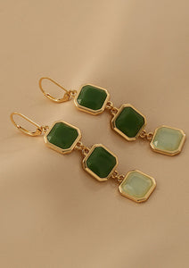 Presentski Vintage Long Tassel Earrings Green Forest Style for Women