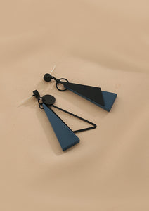 Presentski Geometric Asymmetrical Blue Earrings