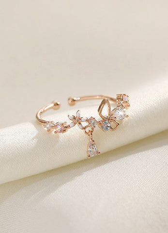 Presentski Flower Adjustable Ring Non-fading Ring Female Trendy Small Fashion Personality Opening Niche Design Index Finger Ring