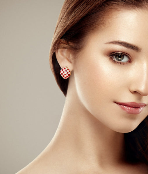 Presentski Checkerboard Fashion Stud Earrings