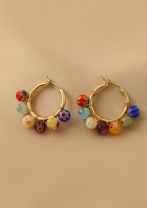 Presentski 18k Gold Plated Candy Colorful Beaded Earrings