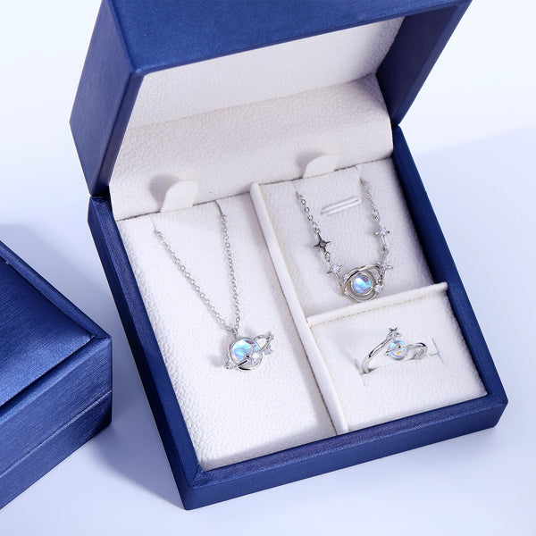 Presentski Planet Moonstone Jewelry Set with Gift Box T3S011