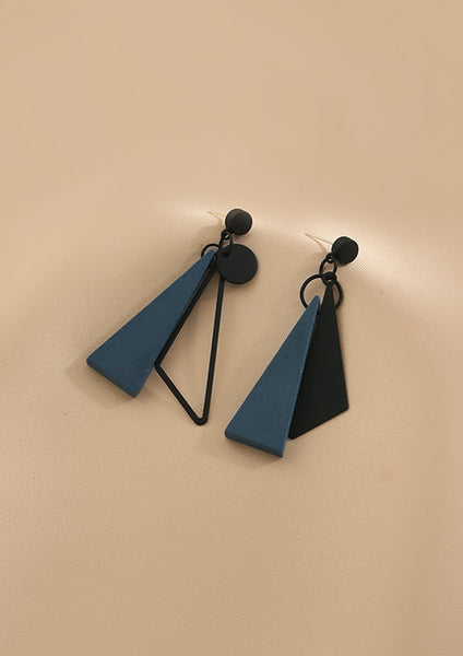 Presentski Geometric Asymmetrical Blue Earrings