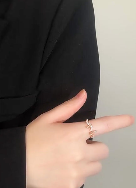 Presentski Flower Adjustable Ring Non-fading Ring Female Trendy Small Fashion Personality Opening Niche Design Index Finger Ring