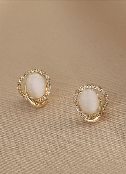 Presentski Opal Stud Earrings S925 Birthday Gift for Girl