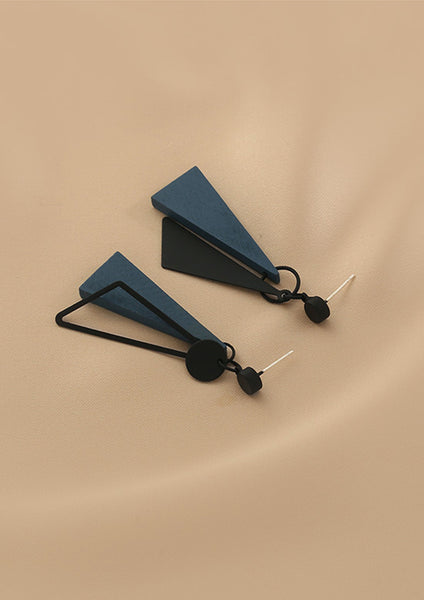 Presentski Geometric Asymmetrical Blue Earrings