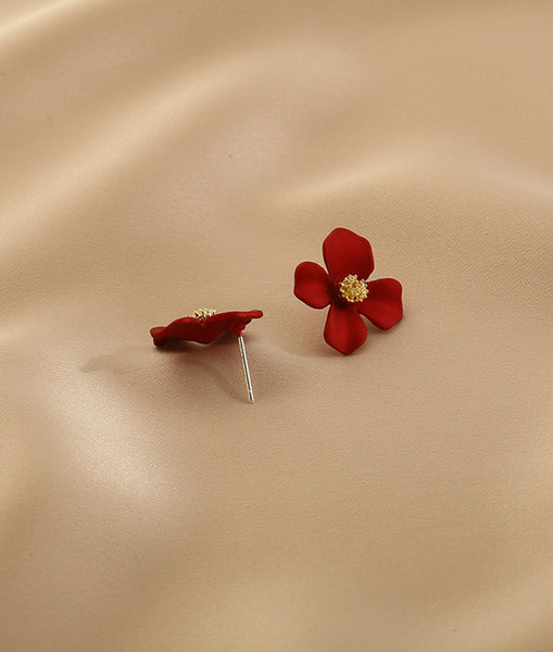 Presentski Flower Earrings French Romantic Red Style