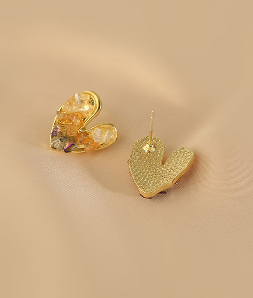 Presentski Heart Irregular Crystal Earrings