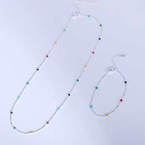 Presentski Colorful Beads Necklace and Ring Set T2S001