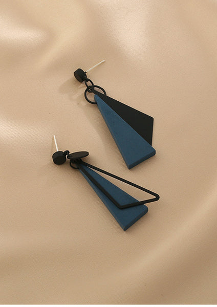 Presentski Geometric Asymmetrical Blue Earrings