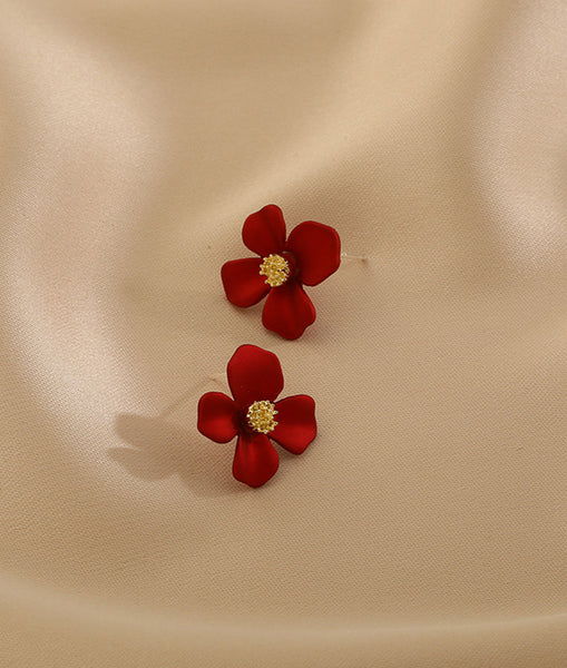 Presentski Flower Earrings French Romantic Red Style