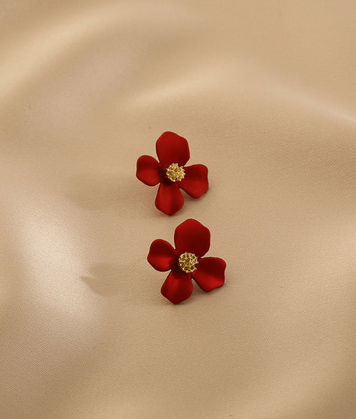 Presentski Flower Earrings French Romantic Red Style