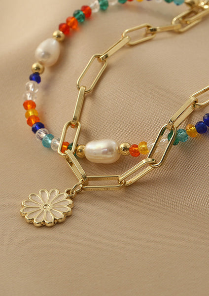 Presetnski Adjustable Daisy Flower Bracelet I Minimal Beads Bracelet for Summer Holiday Jewelry