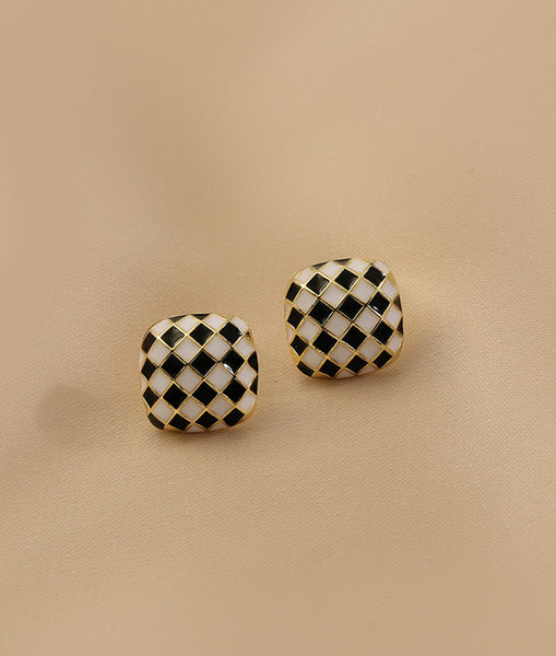 Presentski Checkerboard Fashion Stud Earrings