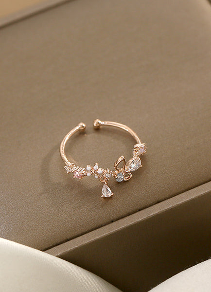 Presentski Flower Adjustable Ring Non-fading Ring Female Trendy Small Fashion Personality Opening Niche Design Index Finger Ring