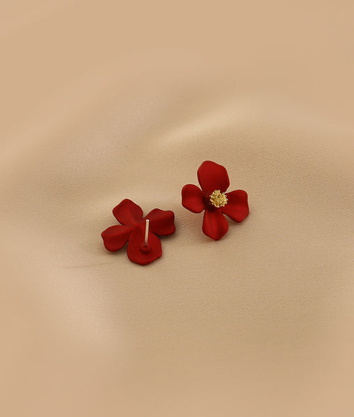 Presentski Flower Earrings French Romantic Red Style