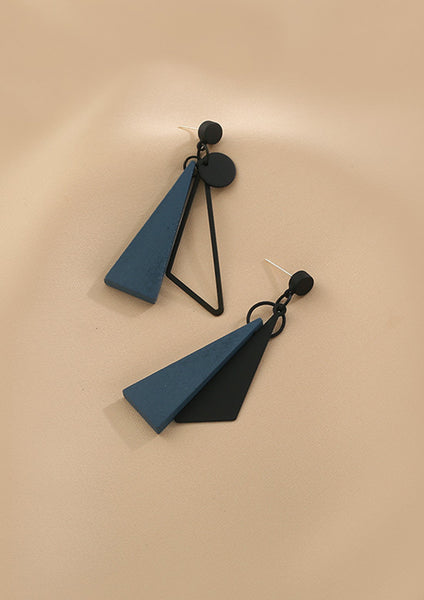 Presentski Geometric Asymmetrical Blue Earrings