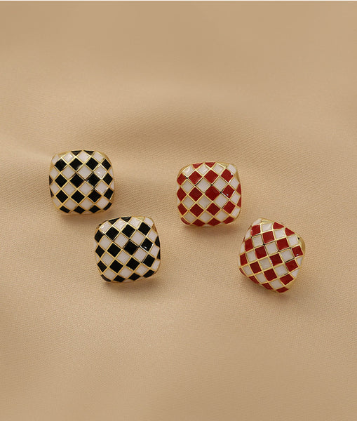 Presentski Checkerboard Fashion Stud Earrings