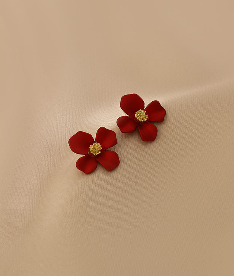 Presentski Flower Earrings French Romantic Red Style