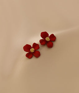 Presentski Flower Earrings French Romantic Red Style