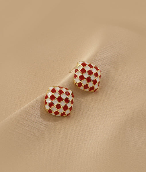 Presentski Checkerboard Fashion Stud Earrings