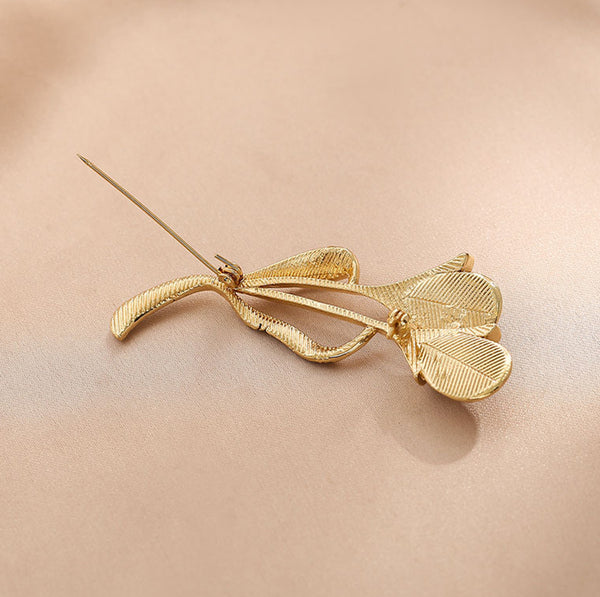 Presentski Opal Crystal Tulips Brooch Golden Color