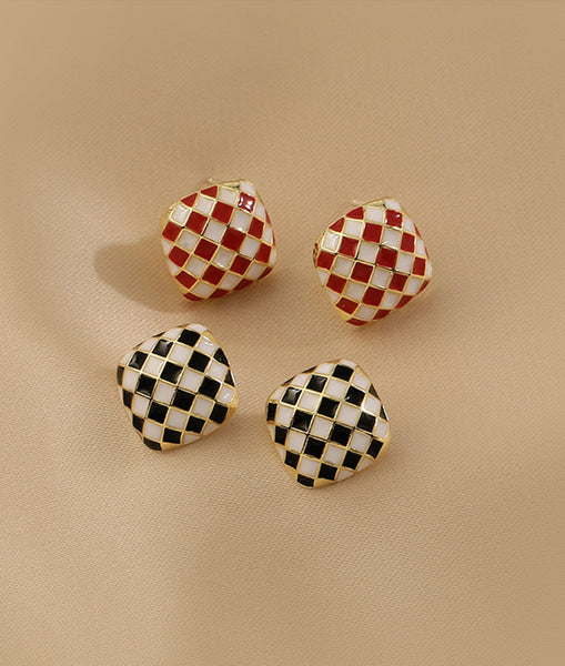 Presentski Checkerboard Fashion Stud Earrings