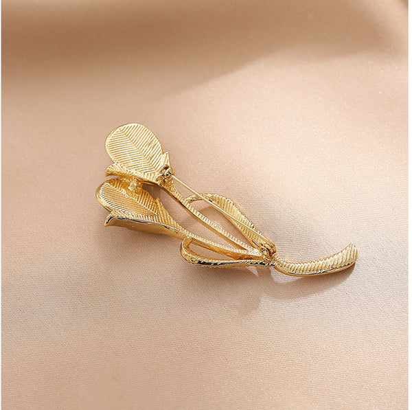 Presentski Opal Crystal Tulips Brooch Golden Color