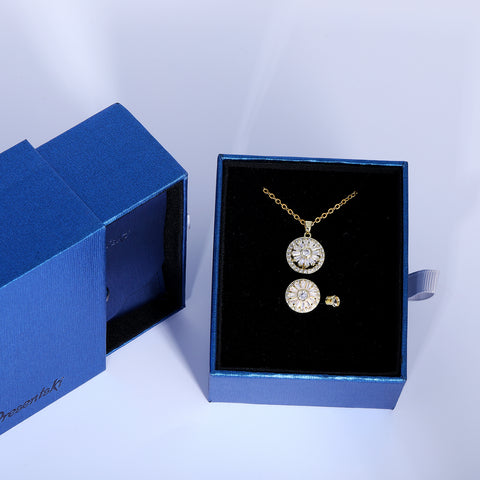 Presentski Bling Flower Spinner Necklace and Ring Set with Gift Box T2SP008