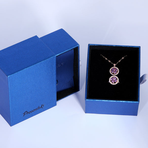 Presentski Purple Clover Spinner Necklace and Ring Set with Gift Box T2SP009