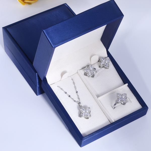 Presentski Flower Spinner Sets Necklace,Earrings and Ring include Gift Box