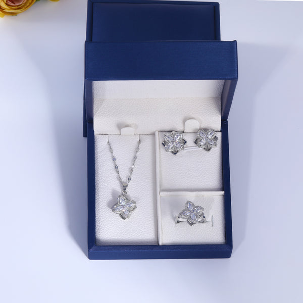 Presentski Flower Spinner Sets Necklace,Earrings and Ring include Gift Box