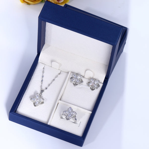 Presentski Flower Spinner Sets Necklace,Earrings and Ring include Gift Box