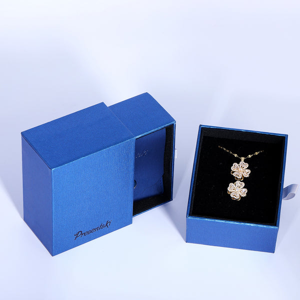 Presentski Four Leaf Clover Spinner Necklace and Ring Set with Gift Box T2SP004