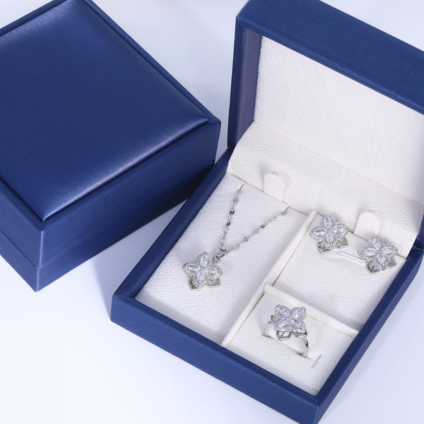 Presentski Flower Spinner Sets Necklace,Earrings and Ring include Gift Box