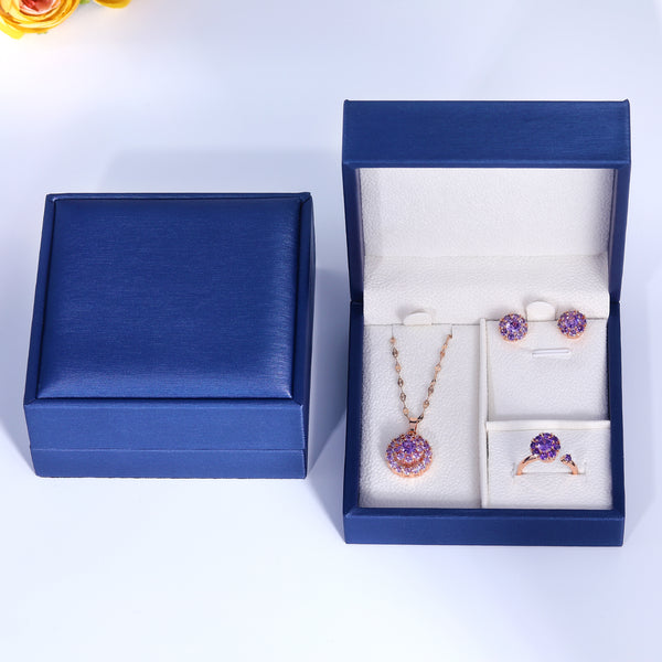 Presentski Purple Flower Spinner Jewelry Set Without Box SP05T