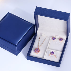 Presentski Purple Flower Spinner Jewelry Set Without Box SP05T