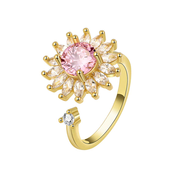 Presentski Colorful Floral Zircon Ring Personality spinner Rotating Ring TSR002