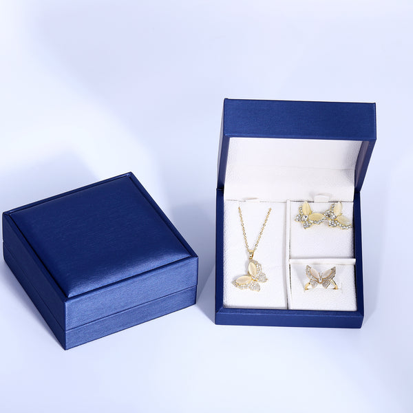 Presentski Cat Eye Stone Butterfly Jewelry Set with Gift Box T3S003