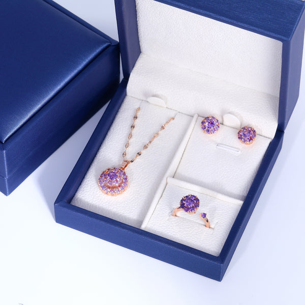 Presentski Purple Flower Spinner Jewelry Set Without Box SP05T