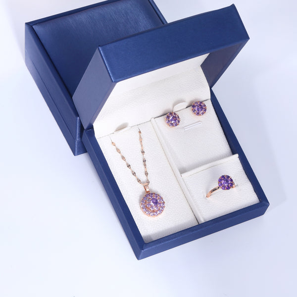 Presentski Purple Flower Spinner Jewelry Set Without Box SP05T