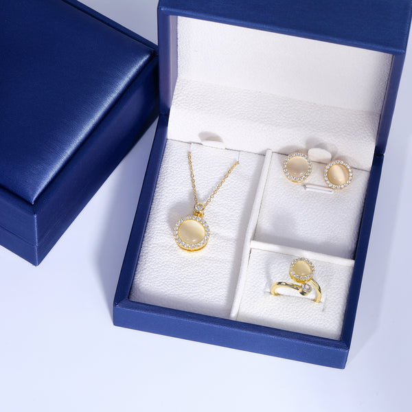 Presentski Cat Eye Stone Spinner Jewelry Set with Gift Box SP06T