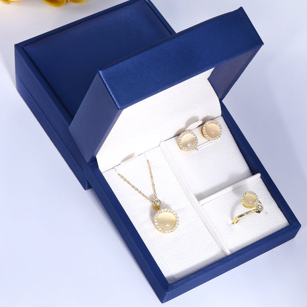 Presentski Cat Eye Stone Spinner Jewelry Set with Gift Box SP06T