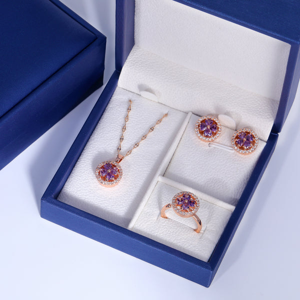 Presentski Flower Spinner Sets Necklace,Earrings and Ring include Gift Box