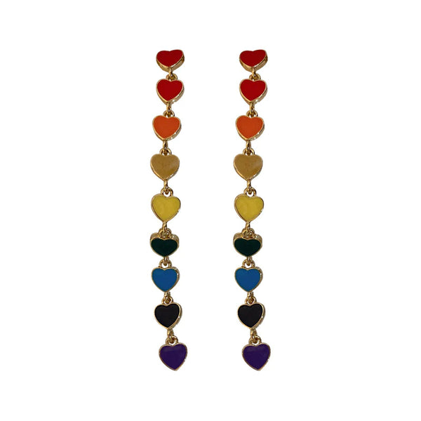 Presentski Rainbow Long Love Earrings Women's Drop Glazed Versatile Earrings TE027