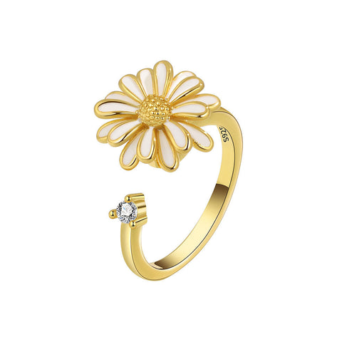 [TSR027] Presentski Rotable Sunflower Ring Opening Adjustable Fashion Ring