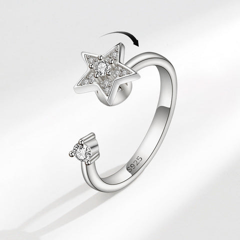 [TSR029] Presentski Five pointed Star Rotating Ring Female Opening Adjustable Decompression Ring