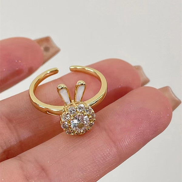 [TSR036] Presentski Shiny Rabbit Rotating Ring Female Personality Adjustment Opening Ring